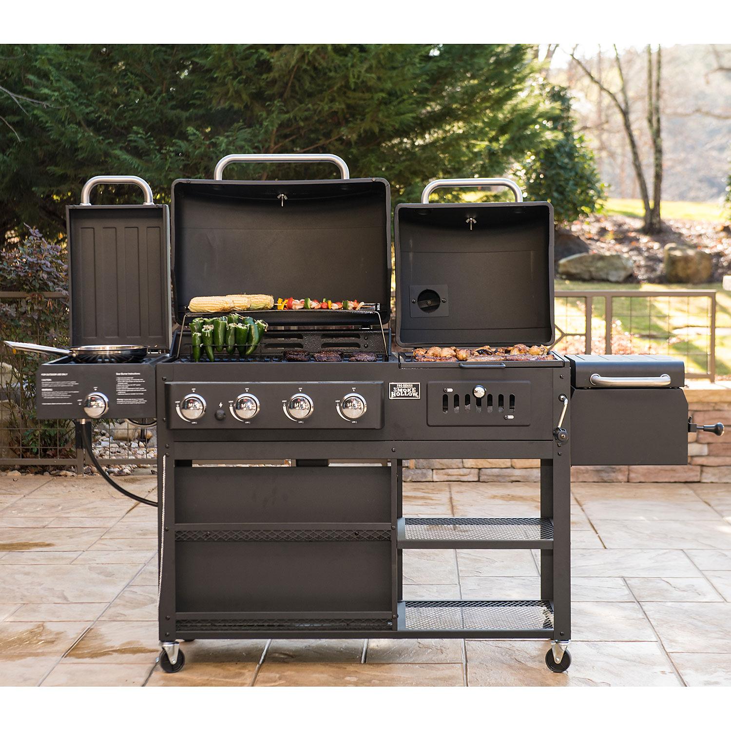 Smoke Hollow Pro Series 4-in-1 Gas & Charcoal Combo Hybrid ...