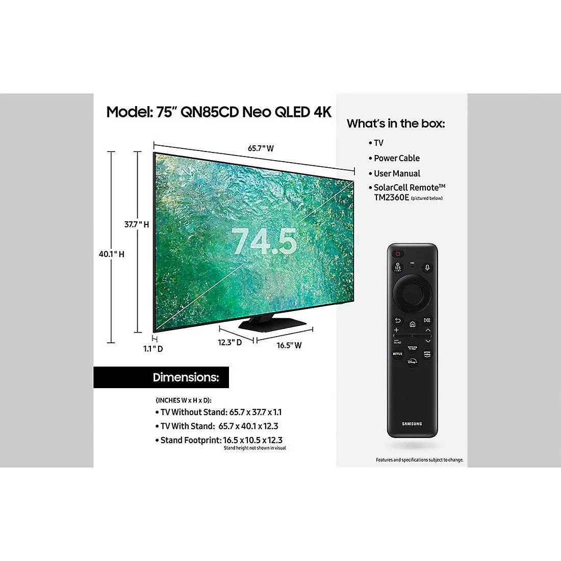Samsung 75″ QN85CD Neo QLED 4K Smart TV – Citywide Shop